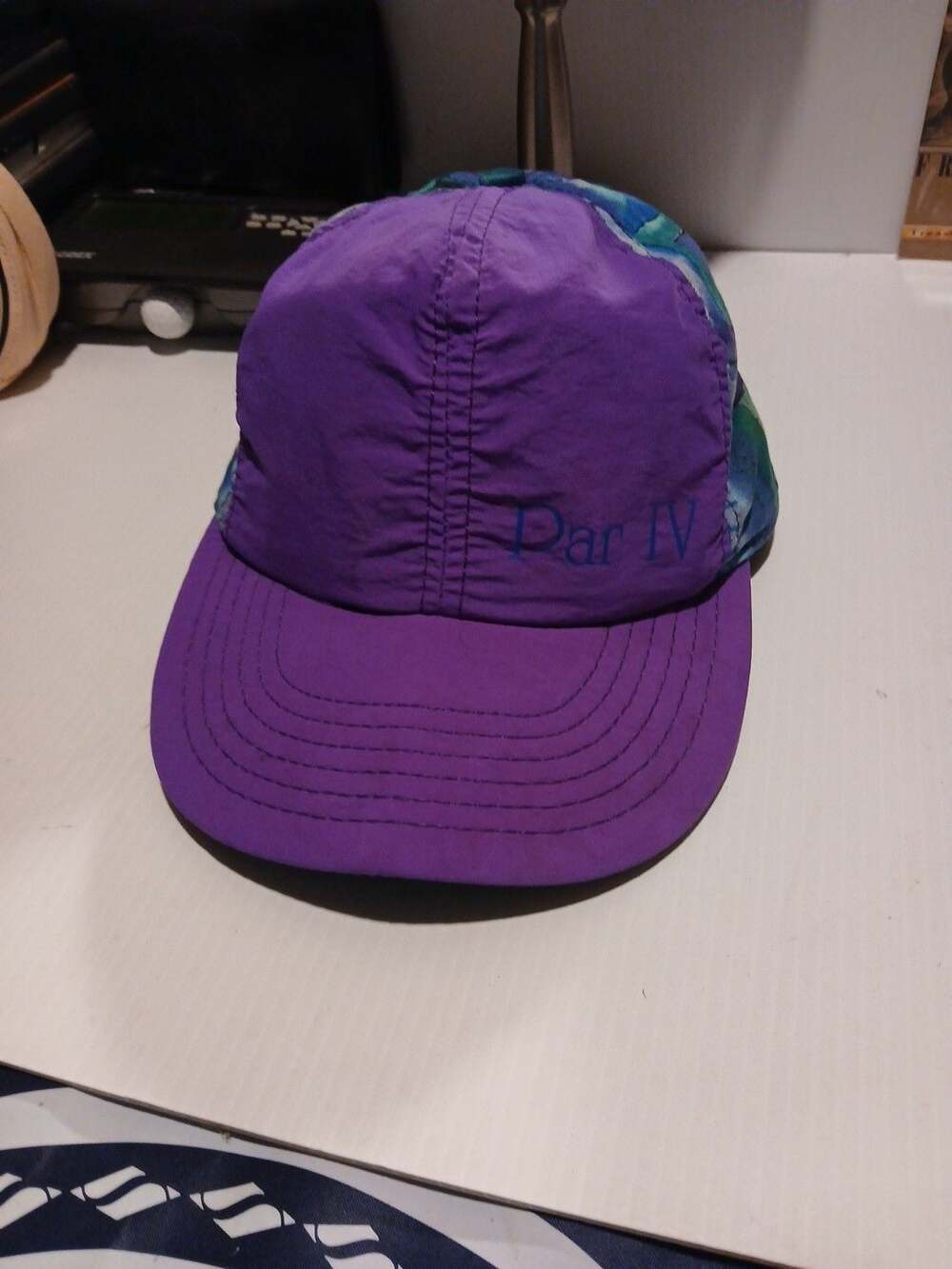 Par IV Vintage Golf Hat Cap Purple Teal Abstract Strapback USA Made